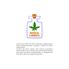 Glass with medical cannabis with lettering post