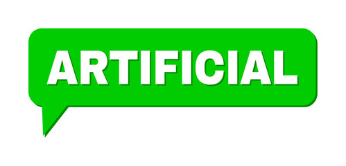 Conversation ARTIFICIAL Colored Cloud Frame. ARTIFICIAL phrase is located inside colored cloud with shadow. Vector quote caption inside forum frame.