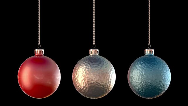 Christmas balls with alpha mask rotation loop animation.