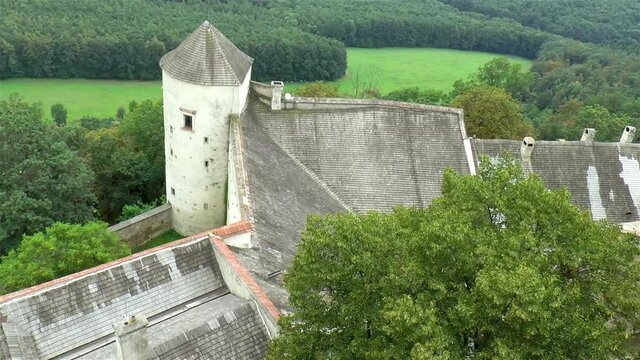 High angle view of Buchlov Castle in Moravia, Czech Republic.