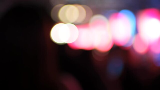 Tokyo, Japan Pink Paper Lanterns Glowing In Bokeh Abstract Background With Cherry Blossom Flower Along Meguro River During Hanami Festival By Naka-Meguro Station Woman Face Closeup