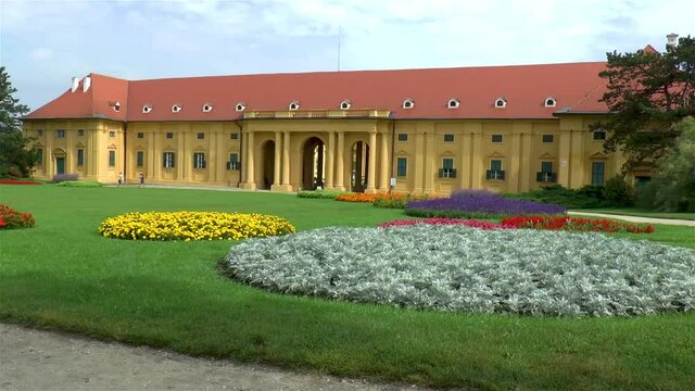 Partial view of Lednice-Valtice Cultural Landscape -stable and garden- in South Moravia, Czech Republic.