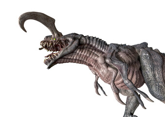 alien dinosaurs in white background side view