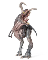 alien dinosaurs is calling in white background
