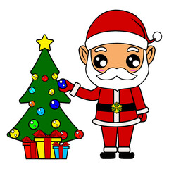 Cute Kawaii Santa Claus Illustration