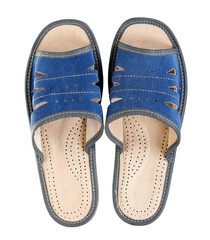 Domestic comfort slippers isolated on white background.