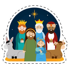 Naklejka premium Sticker of a nativity cartoon. Christmas character - Vector illustration