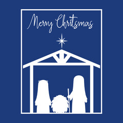 Merry christmas card with nativity - Vector illustration