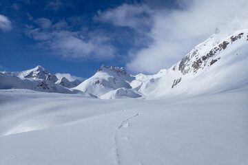 Fototapeta premium winter landscape, Lareccio canals and Colombe pass
