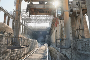 Concrete mixing tower. Concept of on-site construction facility.