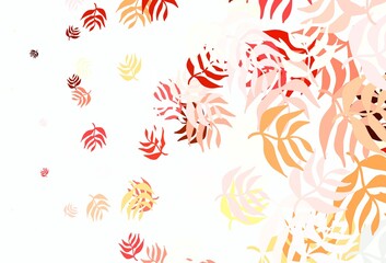 Light Orange vector doodle pattern with leaves.