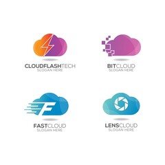 cloud logo bundle with modern style