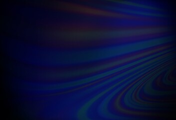 Dark BLUE vector background with curved circles.