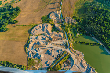 Landscape aerial view from hot air balloon
