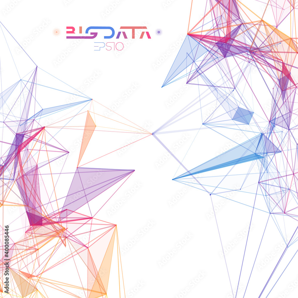 Poster colorful data abstract infographic. data sorting color flow. bigdata abstract plexus vector backgrou