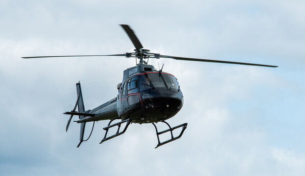 September 12, 2020, Kaluga region, Russia. Helicopter Aerospatiale AS.350 Ecureuil at the airport Oreshkovo.