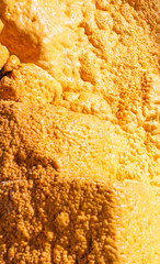 External insulation of house walls with yellow sprayed polyurethane foam