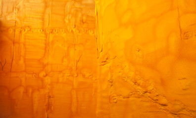 External insulation of house walls with yellow sprayed polyurethane foam - obrazy, fototapety, plakaty