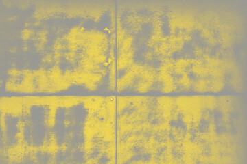 Illuminating Yellow and Ultimate Gray duotone abstract background. Painted aged metal surface. Space for text. Color of the 2021 year.  