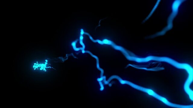 Blue Glowing Lightning Thunderbolt towards Cam Graphic Element Loop Overlay