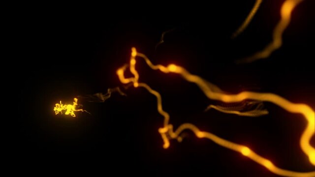Orange Glowing Lightning Thunderbolt towards Cam Graphic Element Loop Overlay