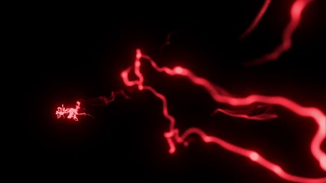 Red Glowing Lightning Thunderbolt towards Cam Graphic Element Loop Overlay