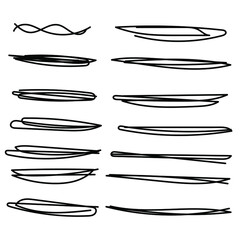 Set of handmade, hand drawn underline strokes isolated on white background EPS Vector