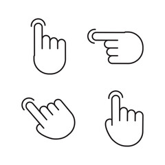 Gesture touch screen icons. Finger click, tap on button. Touchscreen technology. Vector