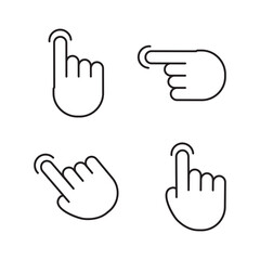 Gesture touch screen icons. Finger click, tap on button. Touchscreen technology. Vector