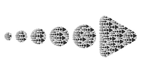 Recursive composition for arrow right. Flat vector arrow right collage is constructed from random recursive arrow right items.