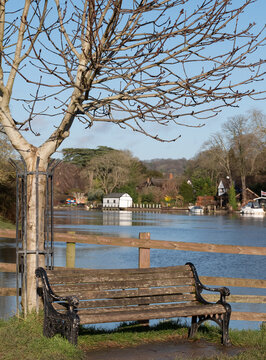 The River Thames near Cookham and Cock Marsh, Berkshire, UK, photographed on a cold, sunny winter's day.