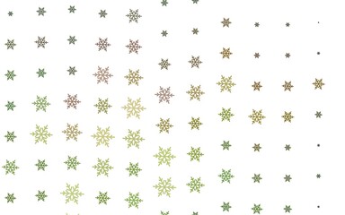 Light Green, Yellow vector texture with colored snowflakes, stars.