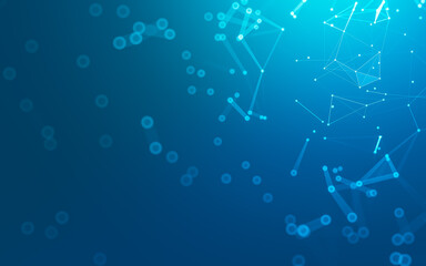 Abstract background. Molecules technology with polygonal shapes, connecting dots and lines. Connection structure. Big data visualization.