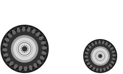 Back and front tractor wheels.Detailed car wheels of the different vehicles vector.
