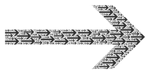 Recursive mosaic from arrow right. Flat vector arrow right collage is constructed from repeating recursive arrow right elements.