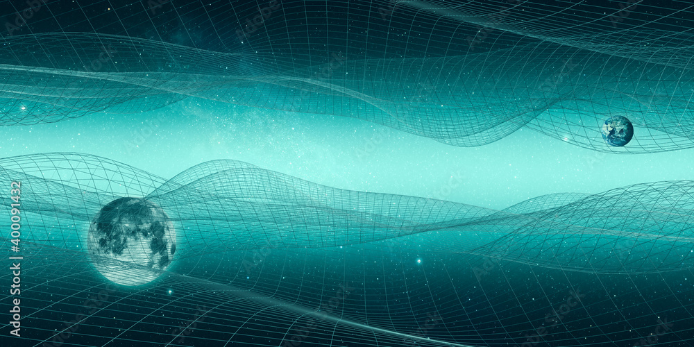 Poster universe and lines, structure, digital connection, grid of the future artificial intelligence geomet