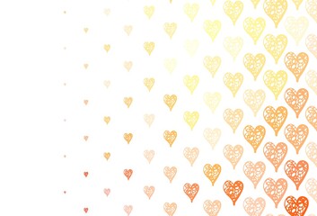Light Orange vector background with hearts.