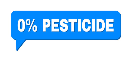Chat 0% PESTICIDE Colored Cloud Frame. 0% PESTICIDE caption is located inside colored cloud with shadow. Vector quote label inside chat frame.