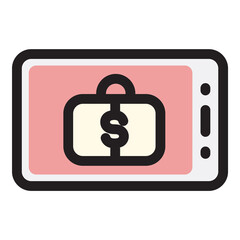 Finance Portfolio Briefcase Analytic Mobile Flat Icon Isolated On White Background