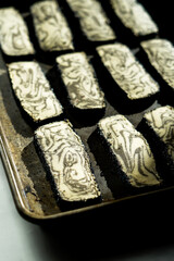 Marbled tahini cookies with black sanding sugar