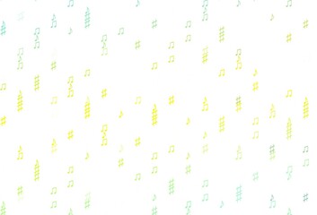 Light Green, Yellow vector backdrop with music notes.