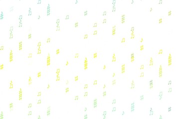 Light Green, Yellow vector backdrop with music notes.
