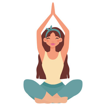 Isolated girl black head yoga hygge style icon - Vector