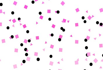 Light Pink vector backdrop with lines, circles, rhombus.