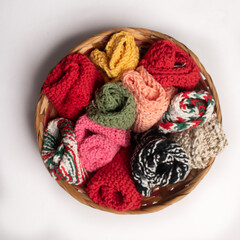 Basket of Knitted Washcloths