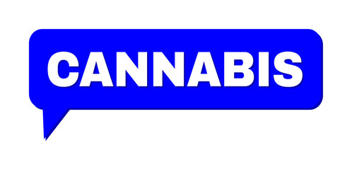 Conversation CANNABIS Colored Cloud Frame. CANNABIS text is located inside colored cloud with shadow. Vector quote text inside chat frame.