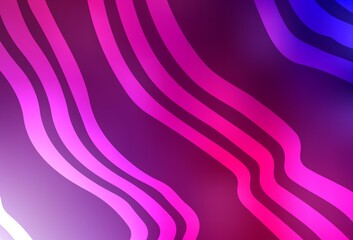 Dark Purple, Pink vector background with curved lines.