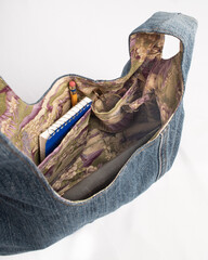 Purse from repurposed denim jeans