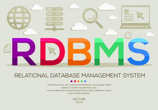 RDBMS mean (Relational Database Management System) Computer and Internet acronyms ,letters and icons ,Vector illustration.
