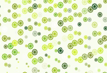 Light Green vector layout with bright snowflakes.
